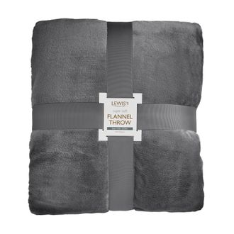 Lewis's Super Soft Flannel Throw - Charcoal - 245X280cm | TJ Hughes