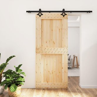 vidaXL Vidaxl - Puerta Corredera Con Herrajes Madera Maciza De Pino 90x210 Cm