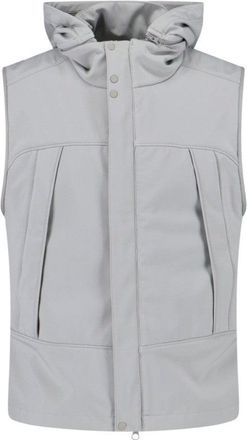 C.P. Company Sleeveless Light Grey Jacket With High Collar And Detachable Hood