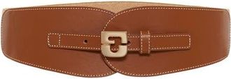 Gerard Darel Olympe Logo Leather Corset Belt in Cognac at Nordstrom, Size Large