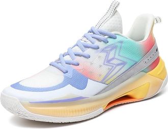 Generic Mens Basketball Shoes Breathable Anti Slip Wear-Resistant Rebound Shock-Absorbing Sports Training Boots Walking Shoes(Yellow,5.5 UK)