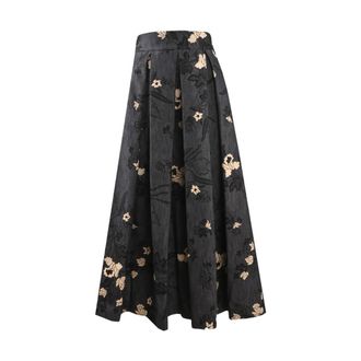 Eleventy Maxi Skirts, female, Black, XS, Wide-Pleat Skirt