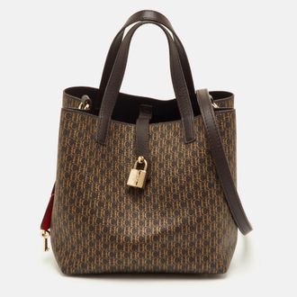 Carolina Herrera Matryoshka Brown Coated Canvas And Leather Tote