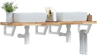 vidaXL Estante De Lavabo De Pared Acero Y Madera Maciza De Acacia Vidaxl