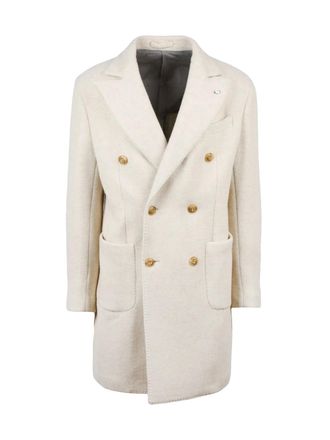 L.B.M. 1911 White Wool-Blend Double-Breasted Coat