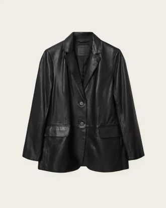 AllSaints Leather Arna Leather Blazer, Size: XS