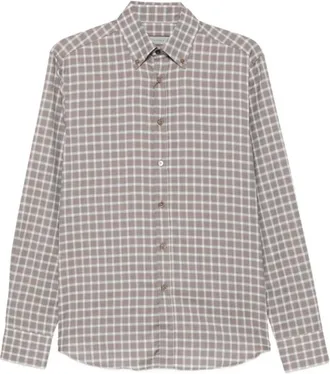Canali Camicia a Quadri - - Shirts - Uomo - Marrone - XL