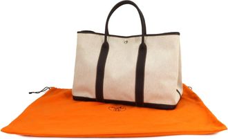 Herm&egrave;s Marron Natural Toile H Negonda Leather Handbag Tote Bag (Pre-Owned)