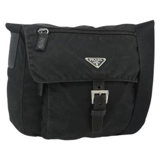 Prada Pre-owned Cross Body Bags, female, Black, Size: ONE SIZE Pre-owned Vintage Nylon Shoulder Bag