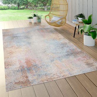 Paco Home Paco Home - Alfombra Pelo Corto Balc&oacute;n Terraza, Exterior Interior, Aspecto Usado Multicolor &Oslash; 200 Cm Redondo