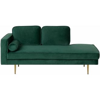 Beliani Beliani - Chaise Longue Versione Sinistra Velluto Verde Smeraldo Piedi in Metallo Miramas