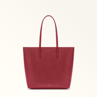 Furla Ella Tote M Ciliegia D Red Double Pebble Calf Leather Woman