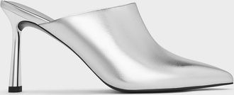 Charles & Keith Metallic High-Vamp Pointed-Toe Heeled Mules
