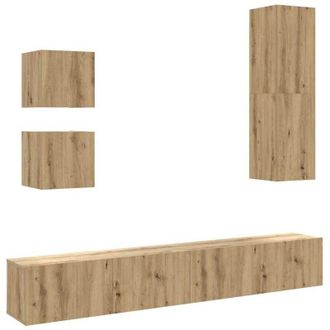 vidaXL Vidaxl - Mueble Para Tv De Pared Madera Contrachapada Artesanal 5 Piezas