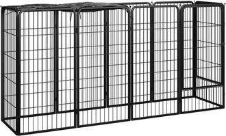 vidaXL Jaula Perros 10 Paneles Acero Recubierto Polvo Negro 50x100cm Vidaxl