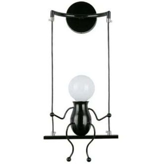 OEM L&aacute;mpara De Pared Moderna, Dise&ntilde;o De Simplicidad Creativa, Portal&aacute;mparas E27 Para Personas Con Poca Visi&oacute;n, Color Negro, Ideal Para Habitaciones Infant