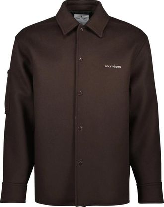 Courr&egrave;ges Bruine Wollen Overshirt Herfst-Winter 2025 - Heren - Zomerjassen - Bruin - S - Wol - Jassen