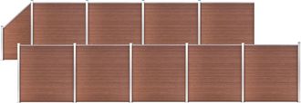 vidaXL Set De Valla 9 Cuadradas + 1 Oblicua Wpc Marr&oacute;n 1657x186 Cm Vidaxl