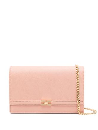 Elisabetta Franchi logo-plaque clutch bag - women - Other fibres - OS - Pink
