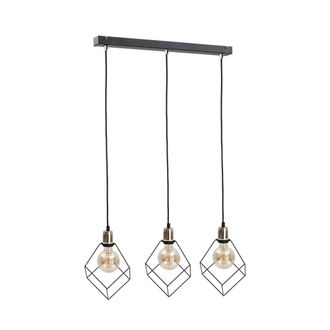 Netlighting Ruben Bar Pendant Ceiling Light Gold 60cm 3x E27 in Black