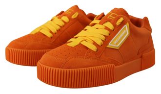 Dolce & Gabbana Womens Orange Leather P.j. Tucker Sneakers Shoes Suede
