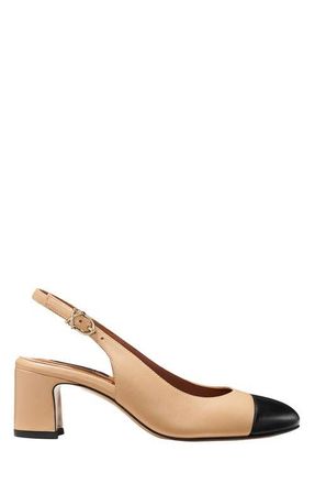 Margaux Eyewear The Cap-Toe Cluny Slingback Pumps in Dune And Black at Nordstrom, Size 35.5