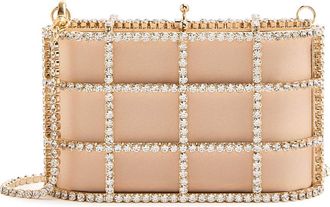 Rosantica Mini Shell Flat Crystal-embellished Satin Clutch - Gold - One Size