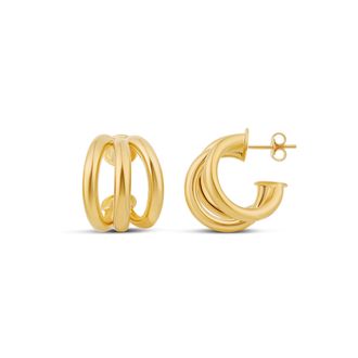 SHYMI Smooth Statement Claw Hoop Earrings - 14K Gold Filled and Rhodium Plated, Lightweight, Day to Night