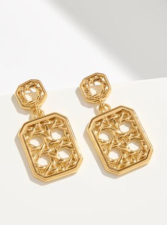 Talbots Rattan Texture Drop Earrings - Gold - 001 Talbots