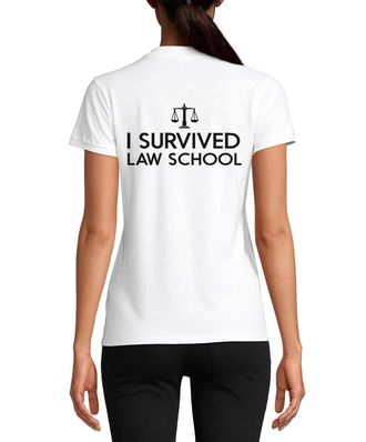 Generic I Survived Law School Funny Lawyer Graphic Womens Cotton Polo Top T-Shirt White Medium