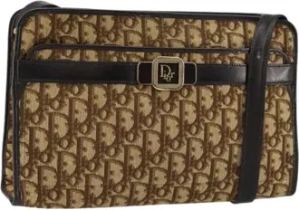 Dior Pre-owned Cross Body Bags, female, Beige, Size: ONE SIZE Pre-owned Canvas Trotter Shoulder Bag
