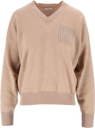 PESERICO Jersey de pico con bolsillos de parche - Knitwear - Mujer - Beige - L