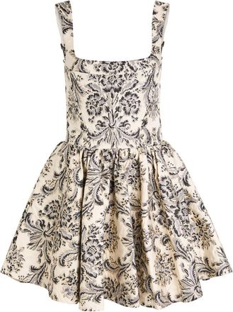 Alice & Olivia Guinevere Bustier Floral-jacquard Woven Mini Dress - Black - 10 (UK14 / L)