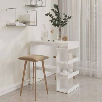Berkfield Home Modern Bar Table with Storage Rack High Gloss White 100x50x101.5 cm