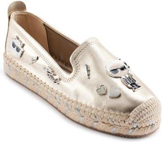 Karl Lagerfeld Michaela Espadrille Flat in White Gold at Nordstrom, Size 8.5