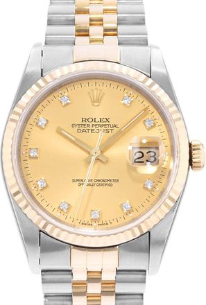 Rolex Pre-owned Rolex Datejust 36 Automatic Chronometer Diamond Champagne Dial Mens Watch 16233 CDJ
