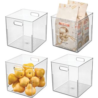 iDesign Linus Small Cube Storage Bin with Handles, Set of 4, Clear at Nordstrom