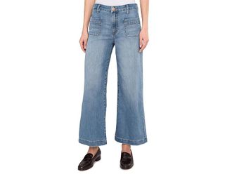 Kut from the Kloth Meg High Rise Fab Ab Wide Leg Raw Hem Womens Jeans Totally : 16 27.5, Rayon/Polyester/Lyocell