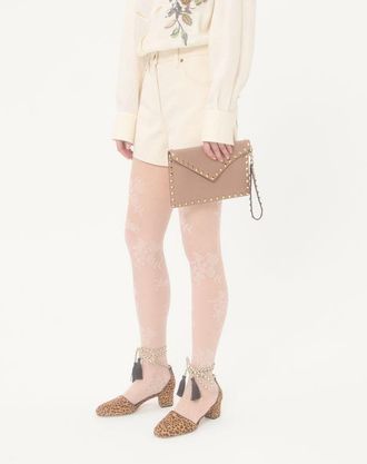 Valentino Garavani Pouch Rockstud In Vitello Granato Donna POUDRE UNI