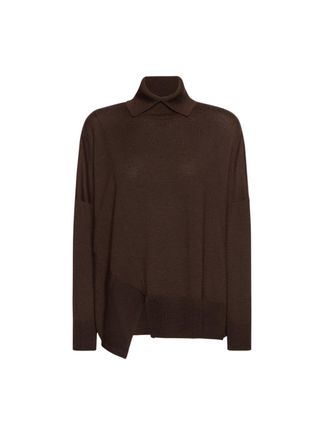 Elena Miro Asymmetrical Hem Wool Turtleneck Sweater