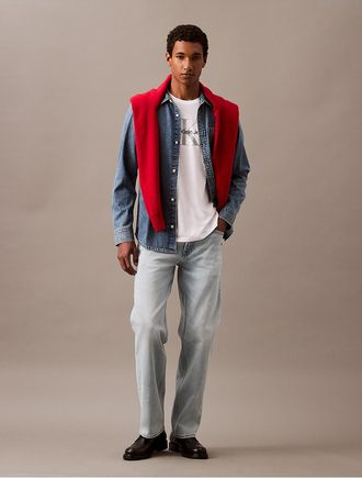 Calvin Klein Mens 90s Straight Jeans - Blue - 36W x 32L