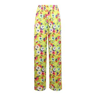 Msgm Bloemen Wijde Pijp Broek - Dames - Wijde Broeken - Veelkleurig - XS - Polyester - Broeken
