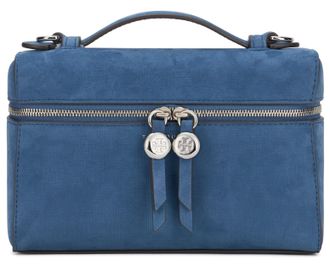 Tory Burch Womens Handbag Romy Nubuck Soft Blue Cow Hide Handbags Hand Bags