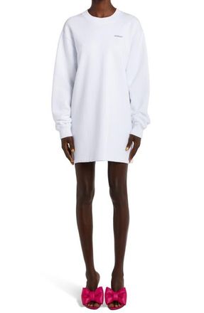 Off-white Floral Arrow Logo Long Sleeve Sweatshirt Dress in White Multicolor at Nordstrom, Size Large
