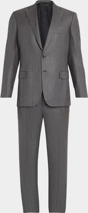 Brioni Men & apos;s Tonal Herringbone Wool-Silk Two-Piece Suit