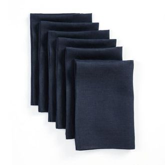 Solino Home Linen Dinner Napkins Set of 6, 20 x 20 Inch for Dining Table, Holiday and Everyday Table Decor - Fete in Navy at Nordstrom, Size Large