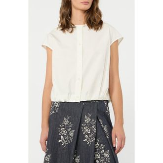 Max Mara Gelatina Cap Sleeve Button-Up Shirt in White at Nordstrom, Size 10