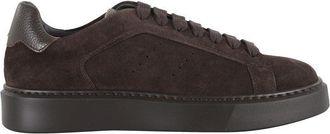 Doucal's Suede Brown Sneakers With Garnet Leather Accents