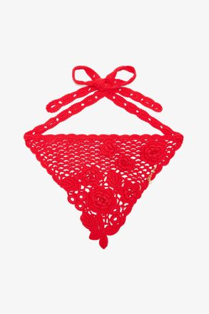 Ganni Goji Berry Head Scarf in Cotton Crochet Organic