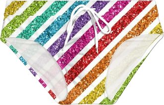 Generic Swimsuit Bottom Underwear Summer Mens Swimming Trunks Sequin Low Waist Briefs Print Mens Drawstring Swimwear Brief Adult Swimsuit Brief Summer Beach T